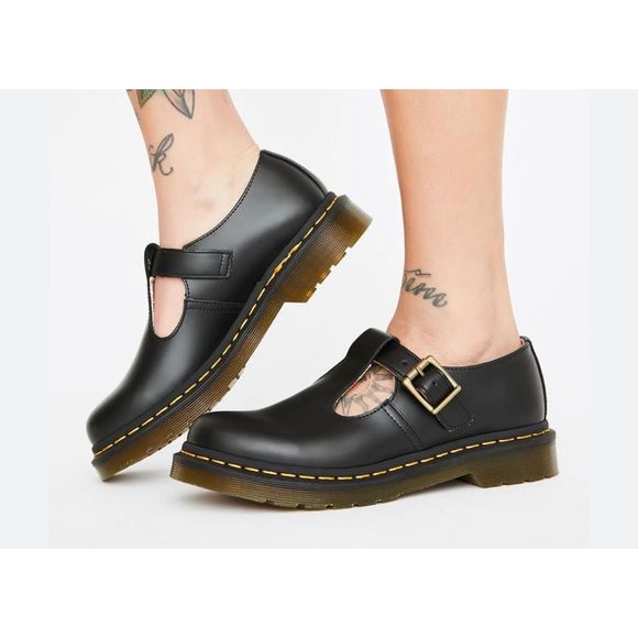 Dr. Martens Shoes - Dr. Martens Black Leather Mary Jane Polley leather 11